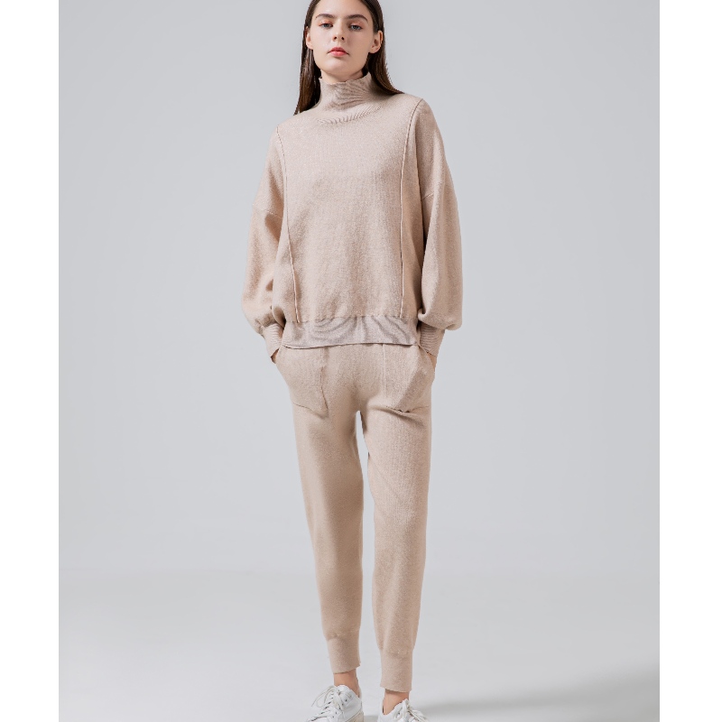Casual Fashion Trend Versatile Knit High Collo alto Abito a due pezzi 68018#