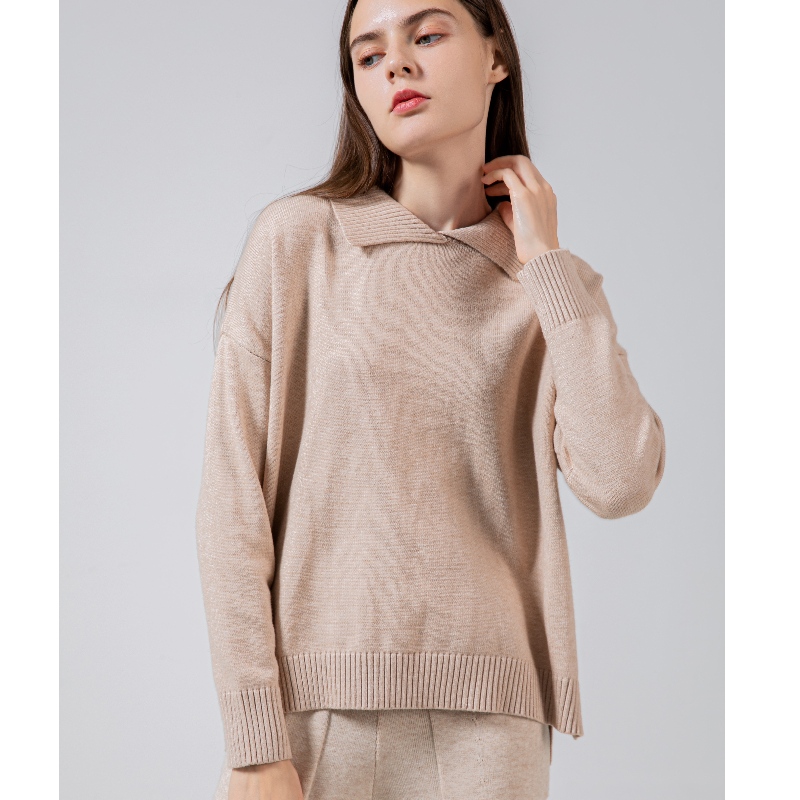 Singolo ed elegante semplice risvolto a maglia singola Top 68023#