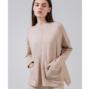 Trend di moda allentato casual Joker Single Row Button Knit Top 68030#