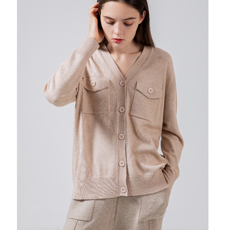 Trend alla moda Semplice svago Joker Foundation Cardigan Knit Single Top 68056#